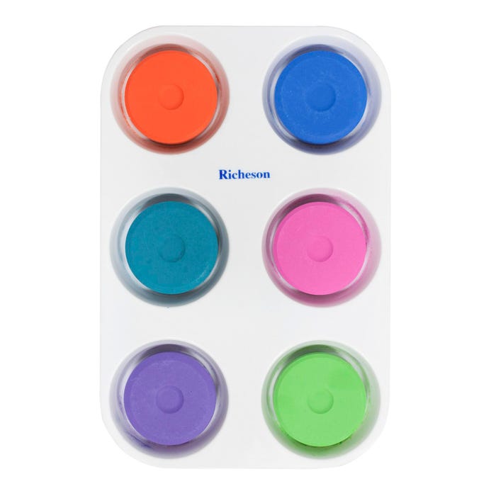 Jack Richeson Tempera Cakes, Large Size, Assorted Secondary Colors, Muffin Tray, Set of 6
