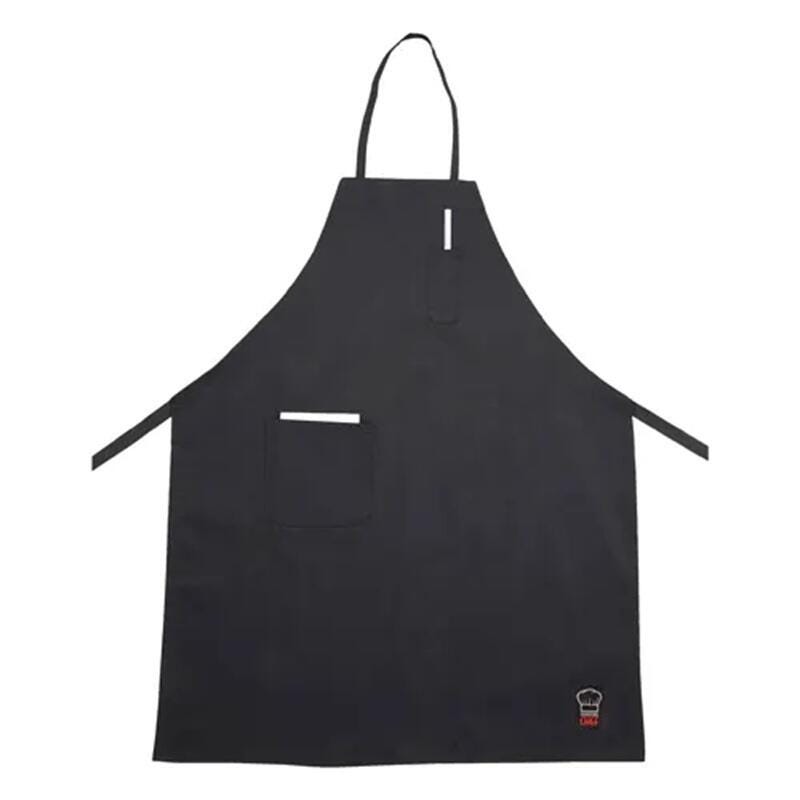 Winco Full Length Downing Cotton Bib Apron, 33 Inches Long, 2 Pockets, Black