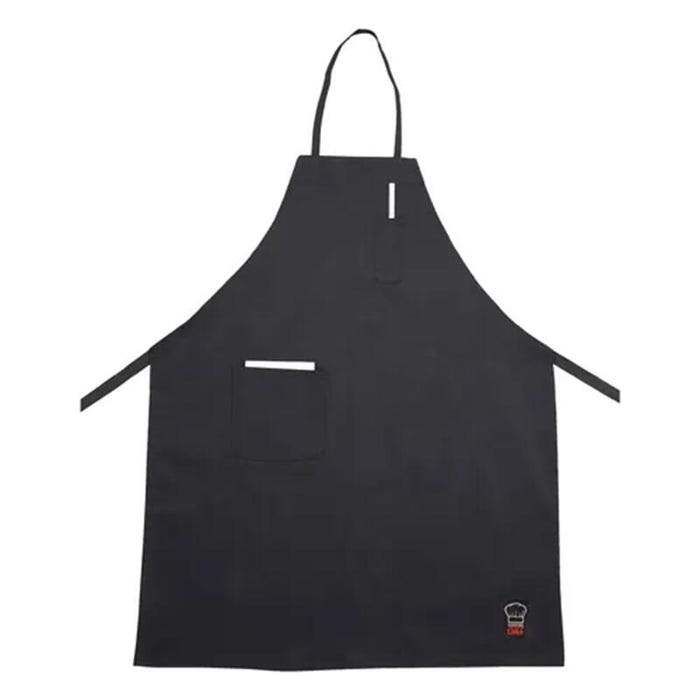 Winco Full Length Downing Cotton Bib Apron, 33 Inches Long, 2 Pockets, Black