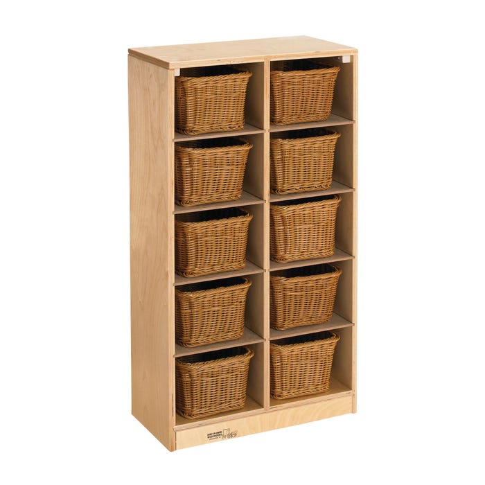Childcraft Cubby Storage Unit 10 Wicker Baskets, 19-1/2 x 14-1/4 x 36 Inches