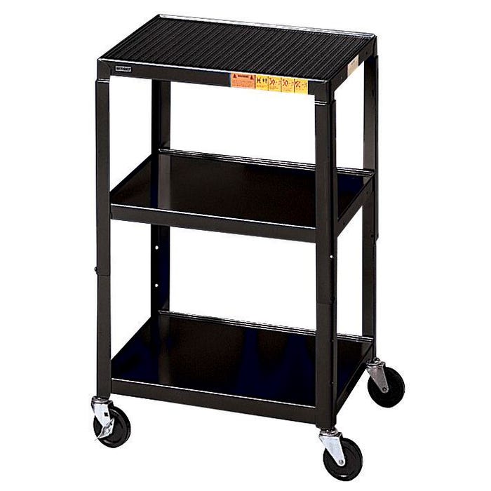 Bretford Adjustable Cart With 4 Inch Casters-Power, 24 W X 18 D X 26-42 H, Black