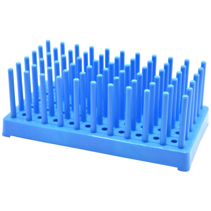 Eisco Labs Test Tube Drying Peg Rack, For 50 Tubes at 3/5 Inch Size, Blue