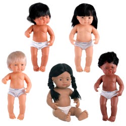 Miniland Multicultural Dolls, 15 Inches, Set of 5