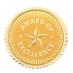 Hayes Award of Excellence Gold Foil Embossed Certificate Seals, Pack of 54