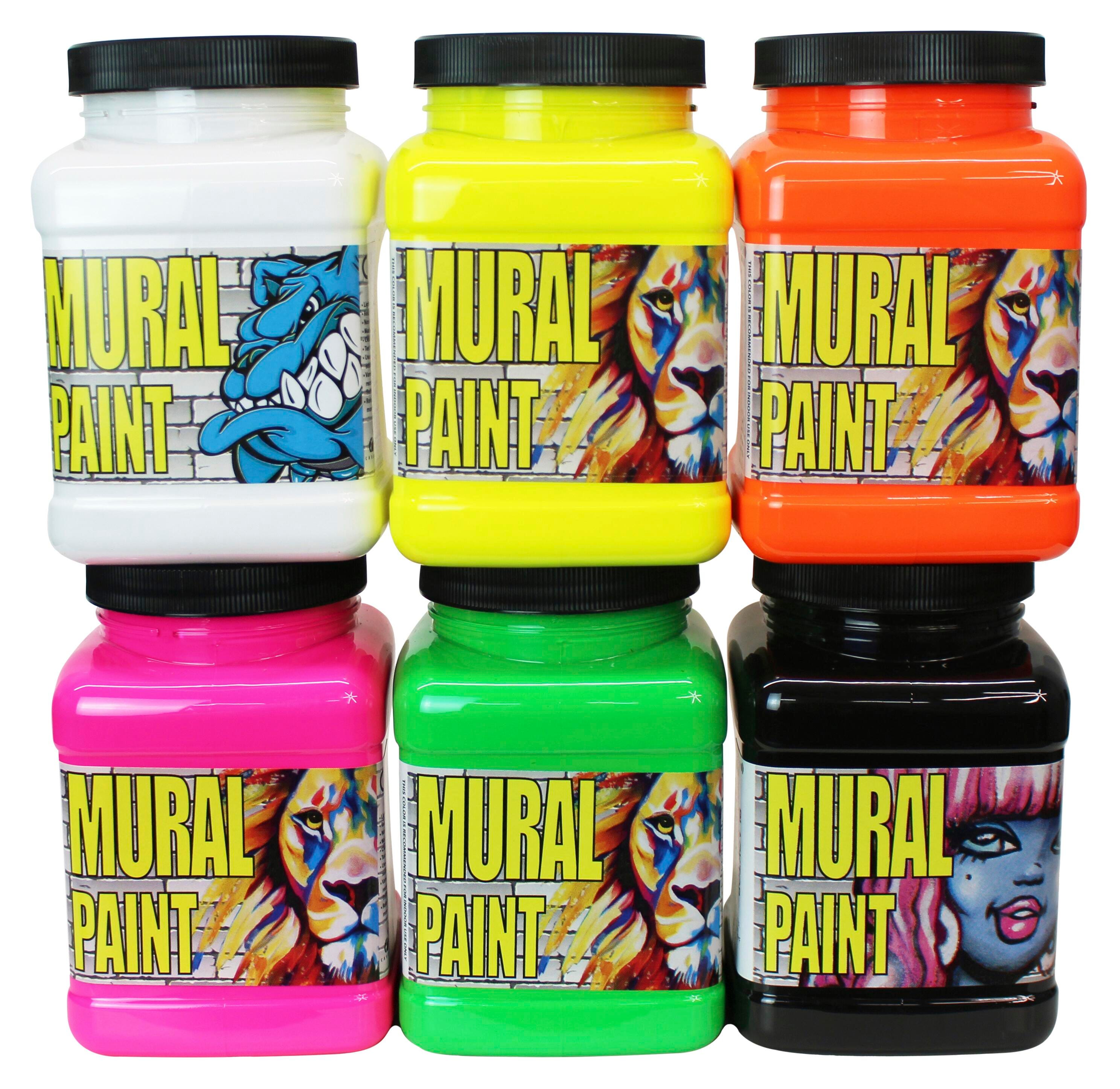 Chroma Mural Paint, Assorted Neon Colors , Pints, Set of 6 2150258