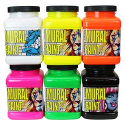 Chroma Mural Paint, Assorted Neon Colors , Pints, Set of 6 2150258