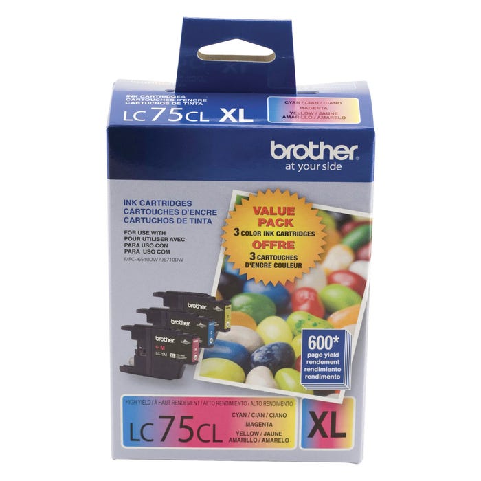 Brother Ink Toner Cartridge, LC753PKS, Tri-Color, Pack of 3
