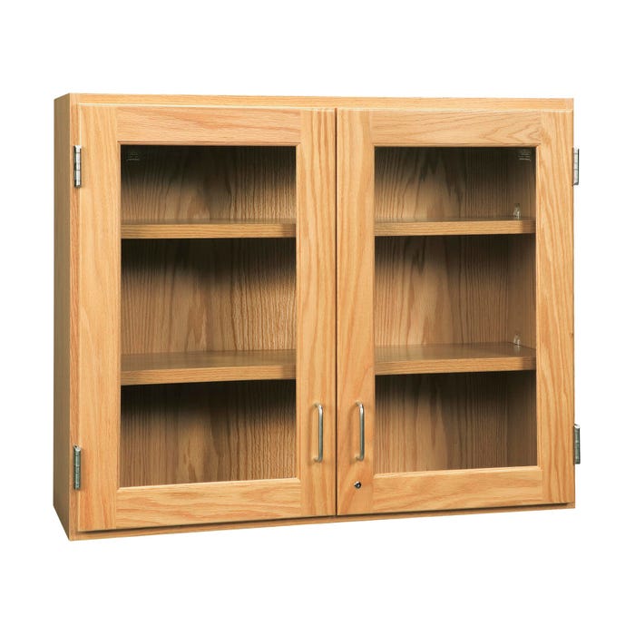 Diversified Spaces Glass Double Doors Wall Cabinet, 48 x 12 x 30 Inches, Oak, Earth-Friendly UV
