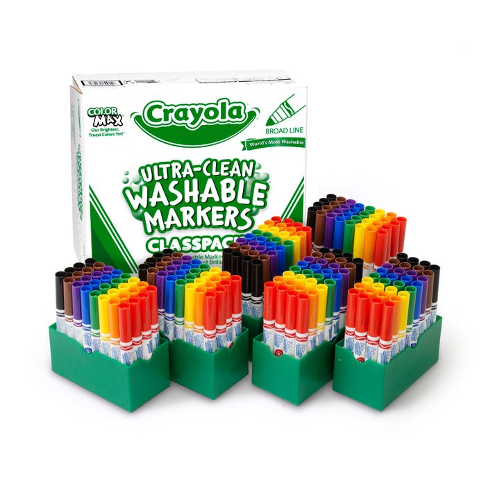 Crayola Washable Conical Tip Marker Classroom Pack, Assorted