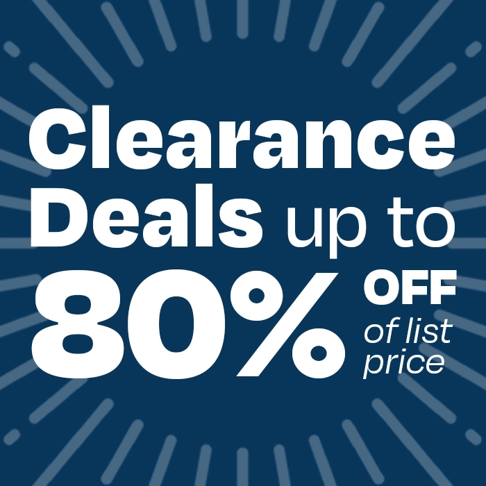 Clearance deals up to 80% off of list price.