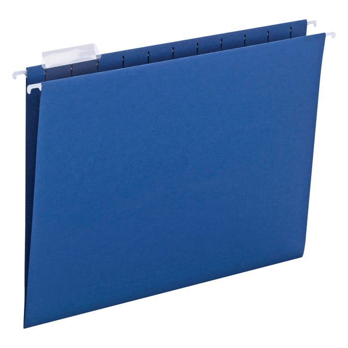 Smead Hanging File Folder, Letter Size, 1/5 Cut Tabs, Navy Blue, Pack of 25