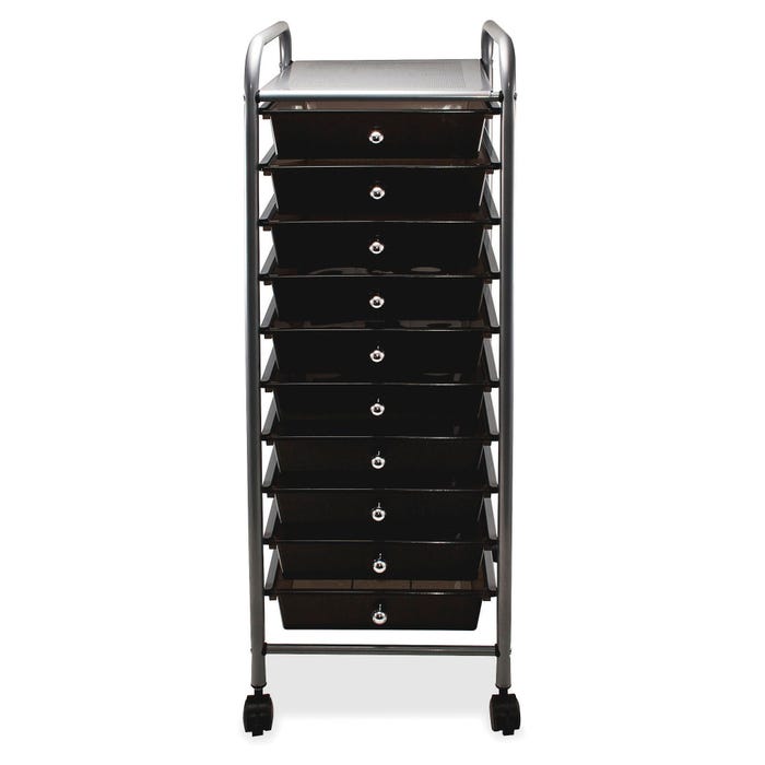 Advantus 10-Drawer Organizers with Casters, 13 x 15-1/2 x 37-5/8 in, Smoke