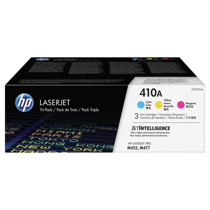 HP 410A Ink Cartridge, CF251AM, Tri-Color, Pack of 3
