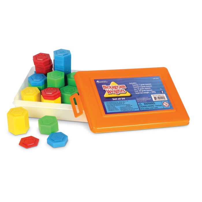 Learning Resources Hexagram Metric Weight Set, 54 Pieces