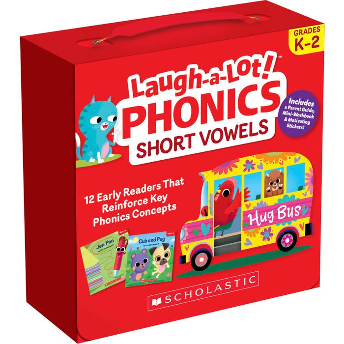 Scholastic Books Laugh-A-Lot Phonics Short Vowels Single Set, 12 Readers, Grades PreK-2