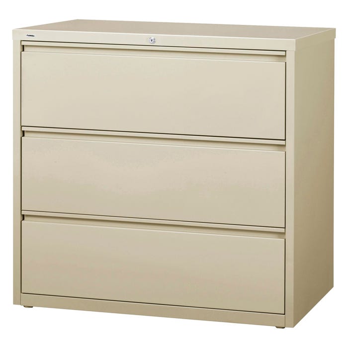Lorell Interlocking System Putty Lateral Files, 3-Drawer, 42 x 18-5/8 x 40-1/4 Inches