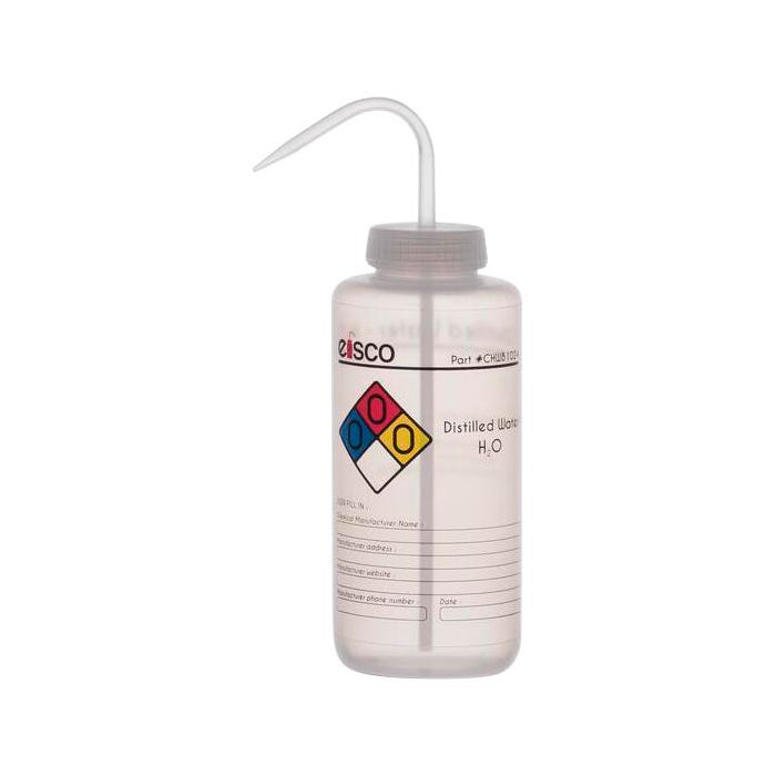 Eisco Labs Distilled Water Wash Bottle, 1000mL, Wide Mouth, LDPE (4 color)