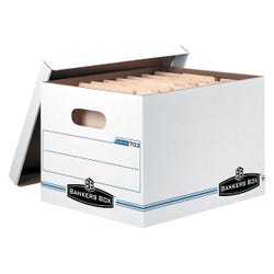Bankers Box Stor/File Basic-Duty File Storage Box, 10 x 12 x 15 Inches, White/Blue, Pack of 4 1327538