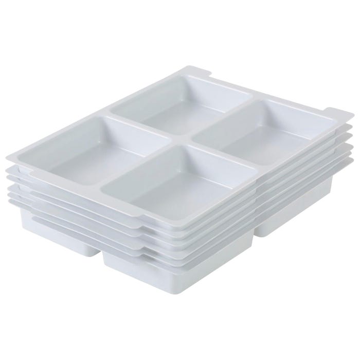 Gratnells 4 Section Insert, 10-4/5 x 15-1/3 x 1-3/5 Inches, Light Gray, 6 Trays