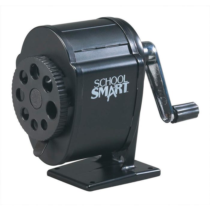 School Smart Manual Classroom Pencil Sharpener, Multi-Hole Design, Black