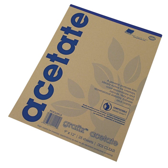 Grafix Acetate Pad, 9 x 12 Inches, Clear, 25 Sheets