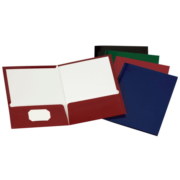 Oxford Laminated 2-Pocket Folder, Assorted Colors, Pack of 25