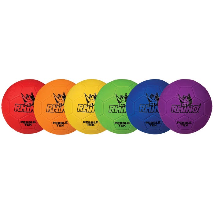 Champion Sports RHINO Skin Pebble Tek Soccer Balls, Assorted Colors, Set of 6