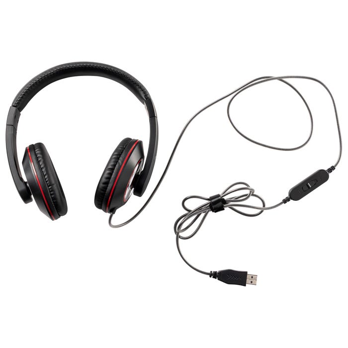 Califone 2021 Deluxe Stereo Headphones with Inline Volume Control, USB Plug