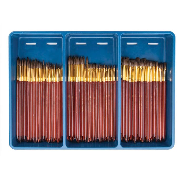 Royal & Langnickel Waterproof Sable Easy Grip Acrylic Handle Brush Super Value Pack, Assorted Size, Red, Set of 120