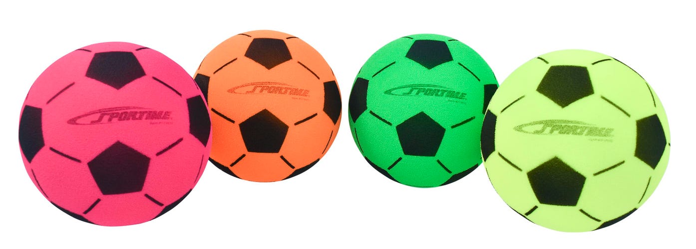Sportime Fluorescent Foam Soccer Balls, Medium Bounce, Assorted Colors, Set of 4