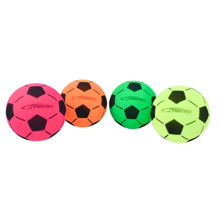 Sportime Fluorescent Foam Soccer Balls, Medium Bounce, Assorted Colors, Set of 4