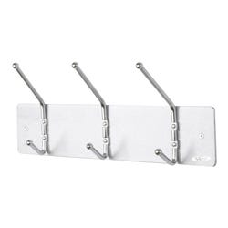 Safco Garment Hook, Steel, 18 x 3-3/4 x 7 Inches, Chrome, 3 Hook, Item Number 1067206