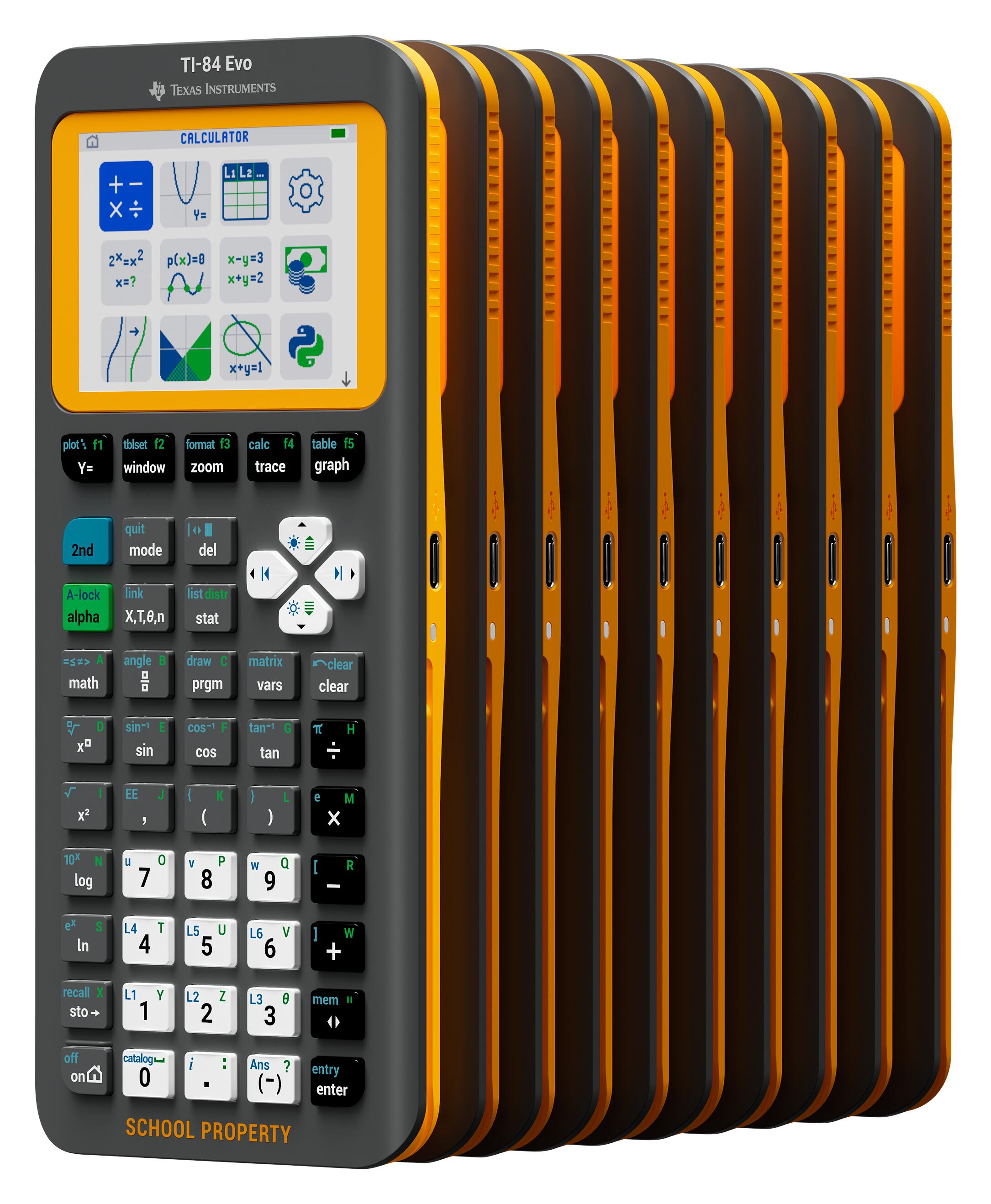 Texas Instruments TI-84 Plus Evo Graphing Calculators, Pack of 10