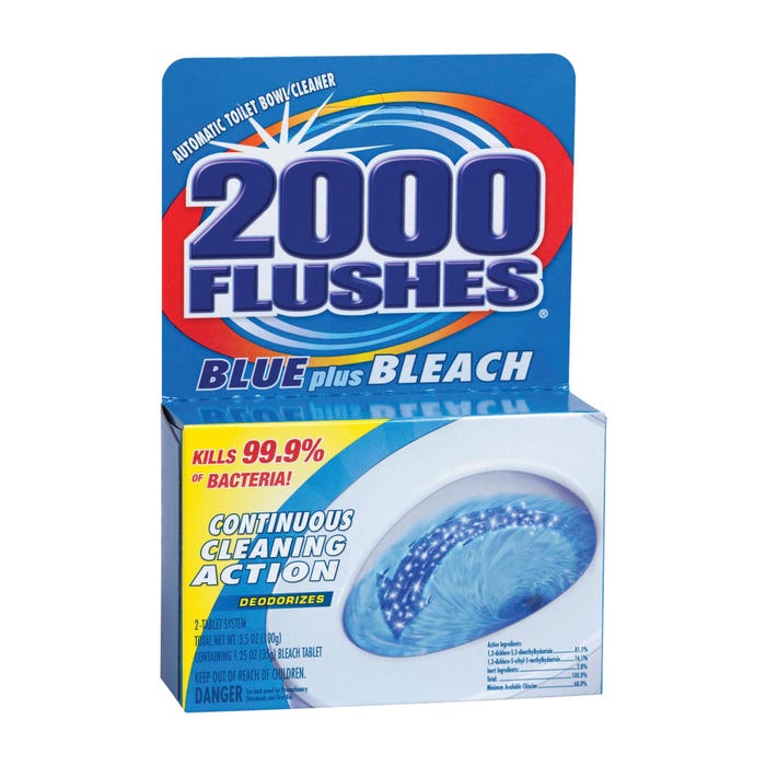 2000 Flushes Bleach Bowl Cleaner Tablets, Blue