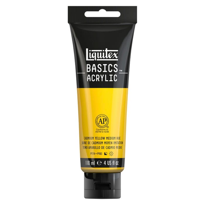 Liquitex BASICS Acrylic Paint, 4 Ounces, Cadmium Yellow Medium Hue