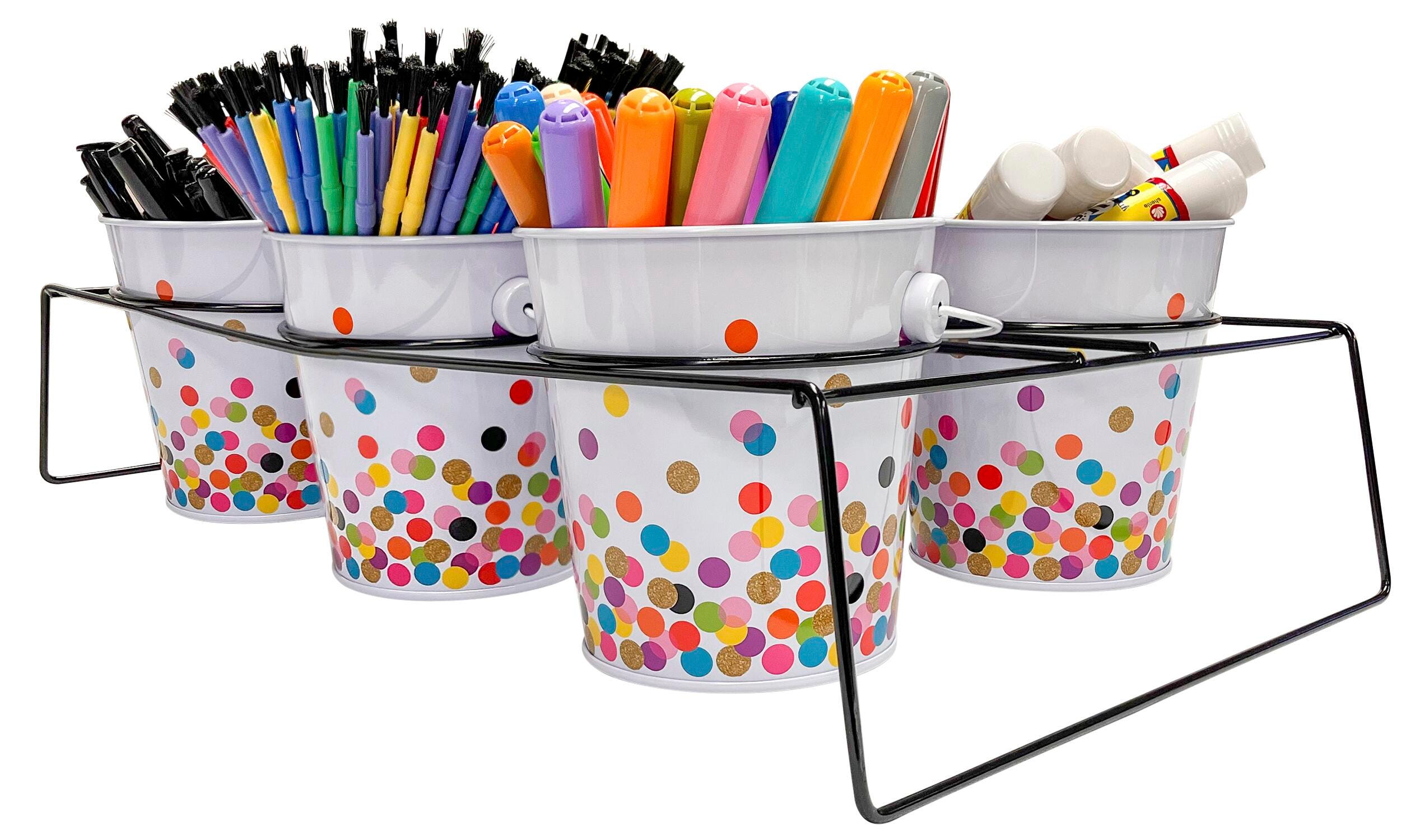 Teacher Created Resources Confetti Buckets and Caddy Set with Six Buckets 2132927