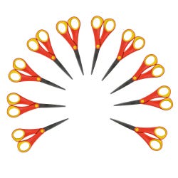 School Smart Student Scissors, 6 Inch Pointed Tip, Pack of 10