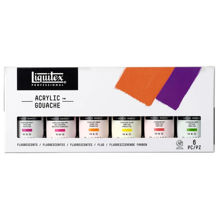 Liquitex Acrylic Gouaches, 2 Ounces, Assorted Fluorescent Colors, Set of 6