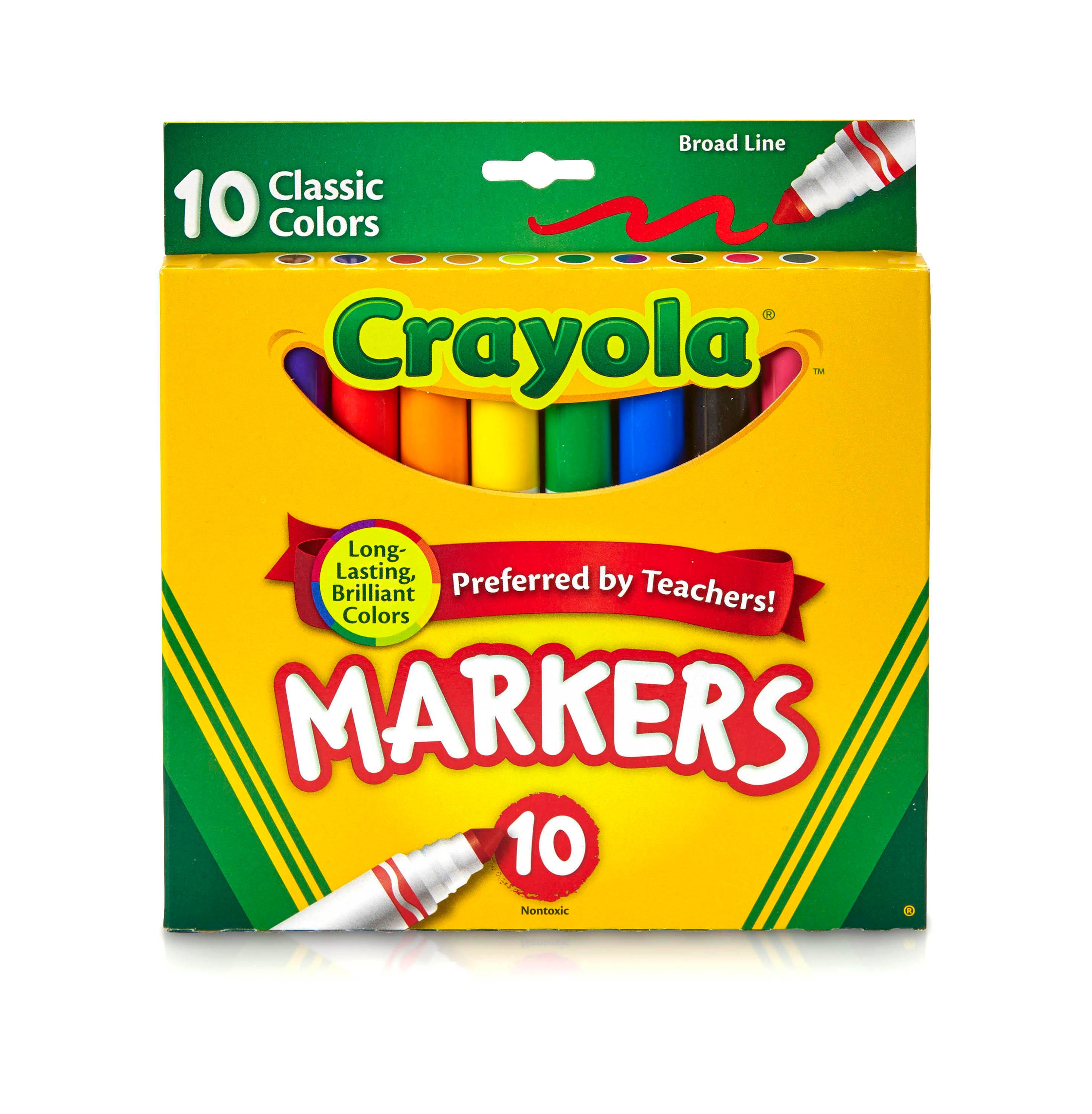 Crayola Markers, Broad Line, Assorted Classic Colors, Set of 10 1371173