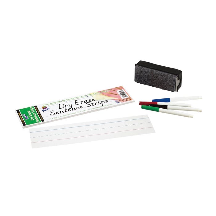 Pacon Dry Erase Sentence Strips, 3 x 12 Inches, White, Pack of 30