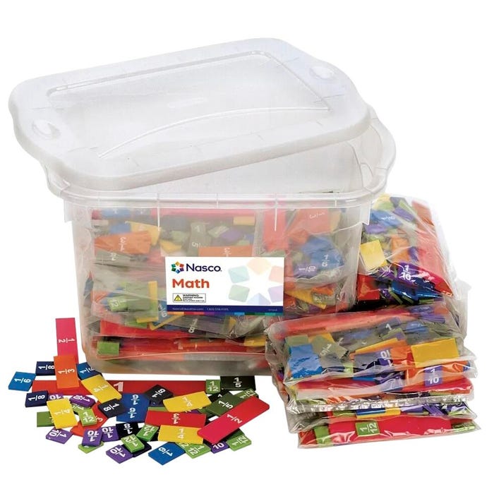 Nasco Complete Set of Fraction Tiles without Trays, Pack of 30