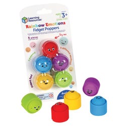 Learning Resources Rainbow Emotion Fidget Poppers, 5 Pieces