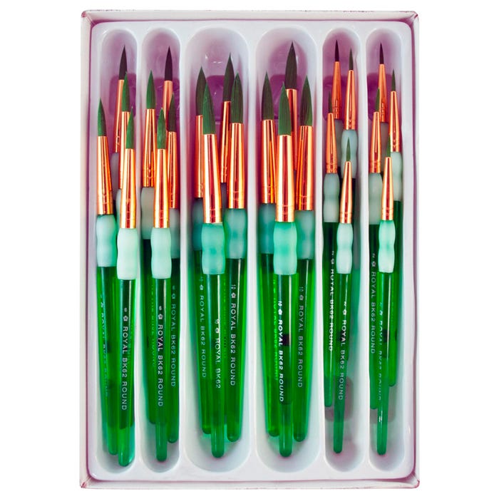 Royal & Langnickel Big Kid's Choice Value Brushes, Round Type, Short Handle, Assorted Sizes, Set of 24