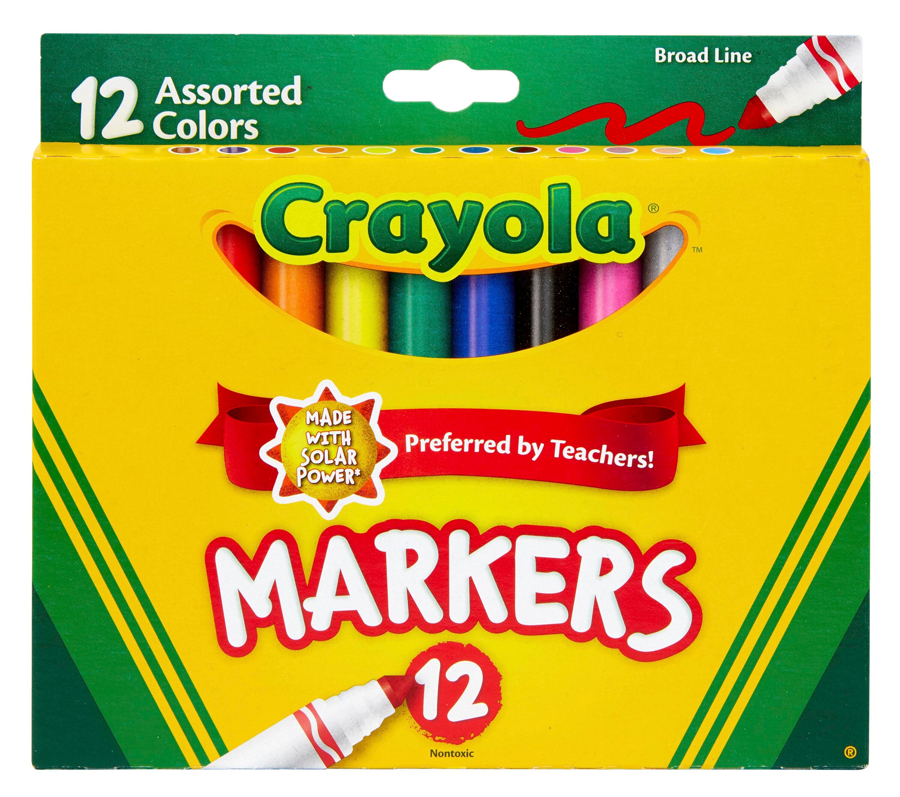 Crayola Markers, Broad Line, Assorted Colors, Set of 12 024028