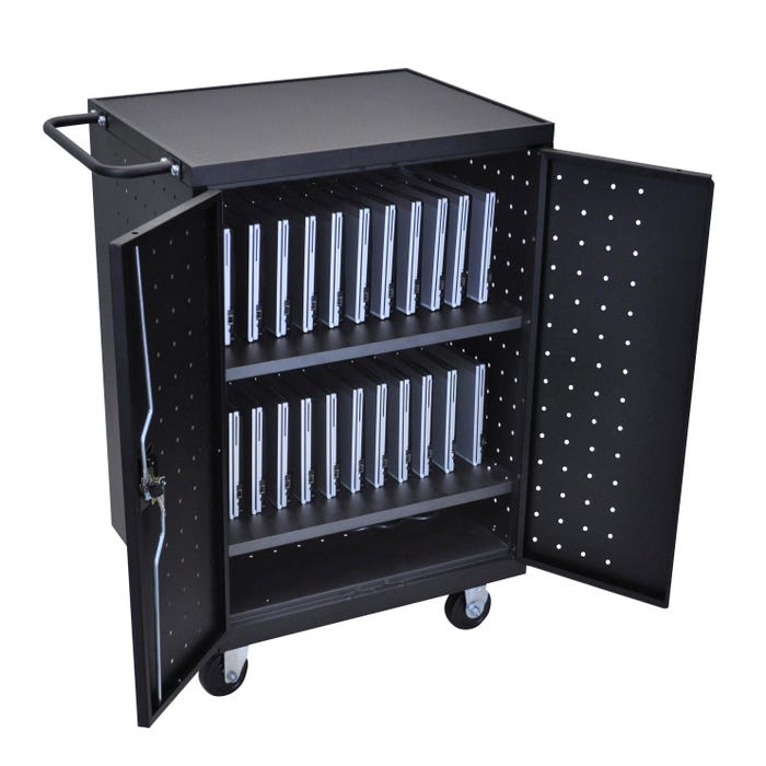 Luxor 24 Laptop / Chromebook Charging Cart, 31-1/8 x 21-1/8 x 40-1/8 Inches