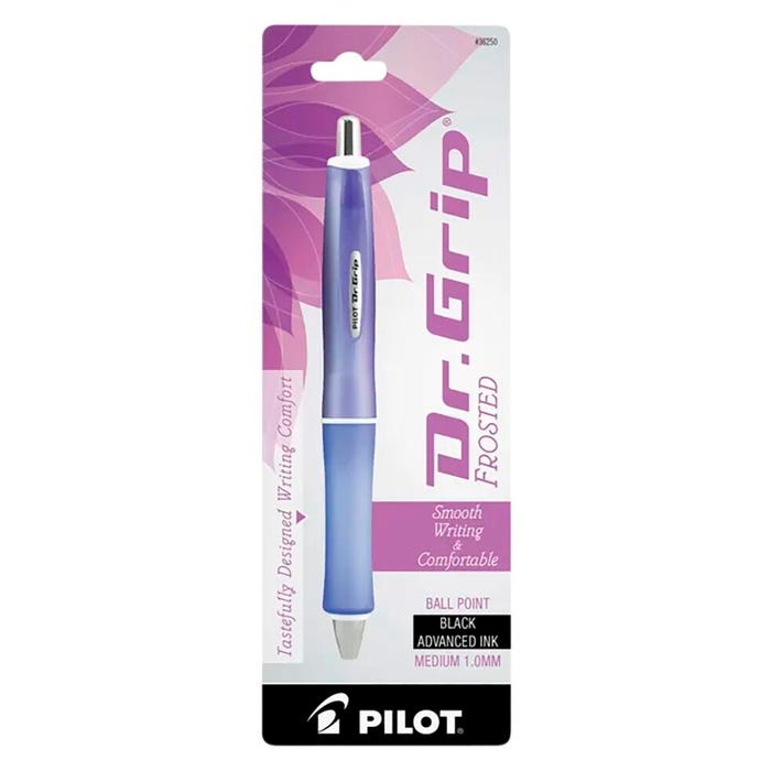 Dr. Grip Frosted Advanced Ink Pen, Purple Accent/Barrel, Medium Point, Black Ink