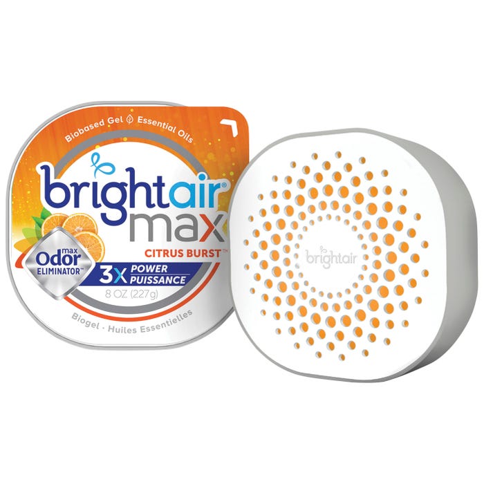 Bright Air Max Scented Gel Odor Eliminator, 8 Ounce, Citrus Burst Scent, Pack of 6