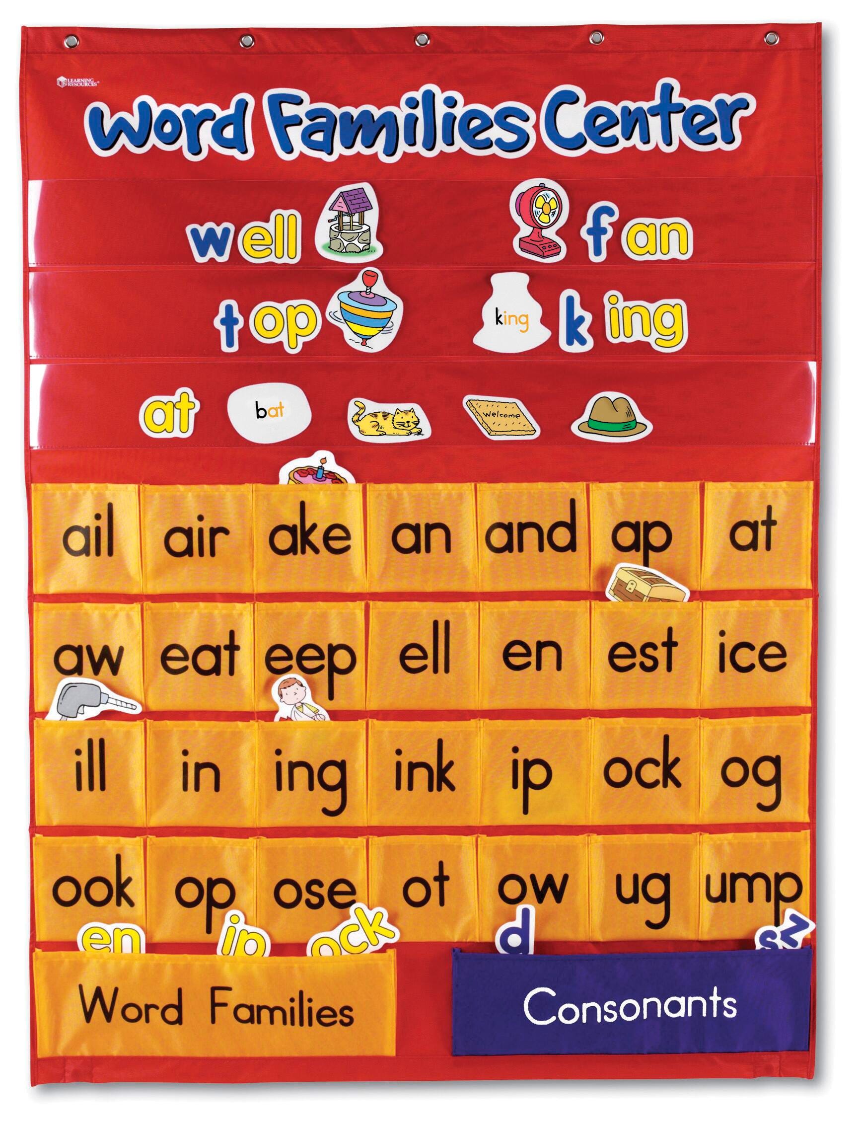 Learning Resources Word Families and Rhyming Center Pocket Chart, 28 x 37-1/2 Inches 081536