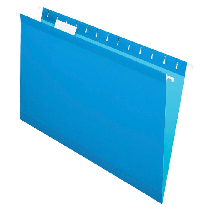 Pendaflex Reinforced Hanging File Folders, 1/5 Cut Tabs, Legal Size, Blue, Pack of 25
