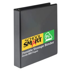 School Smart Durable Polypropylene D-Ring Binder, 1-1/2 Inches, Black